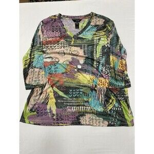 Ali Miles Abstract Mixed-Media Print Cinch-Side Top